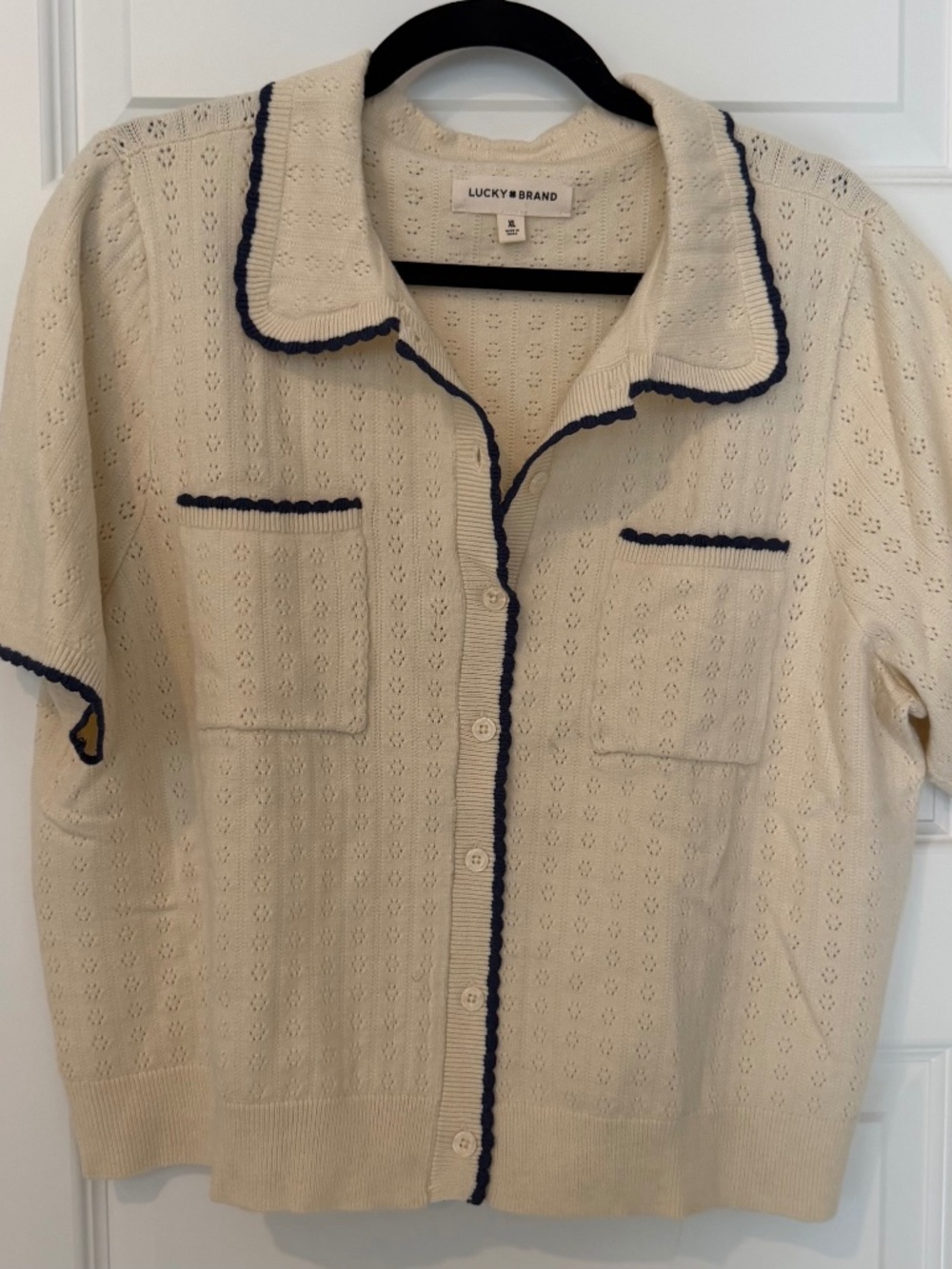Lucky Brand Crochet Crop Button Down NWOT